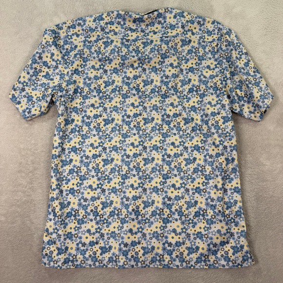 Toes on the Nose Mens XXL Button Front Shirt Blue Yellow Floral Aloha Surf EUC - Picture 6 of 6